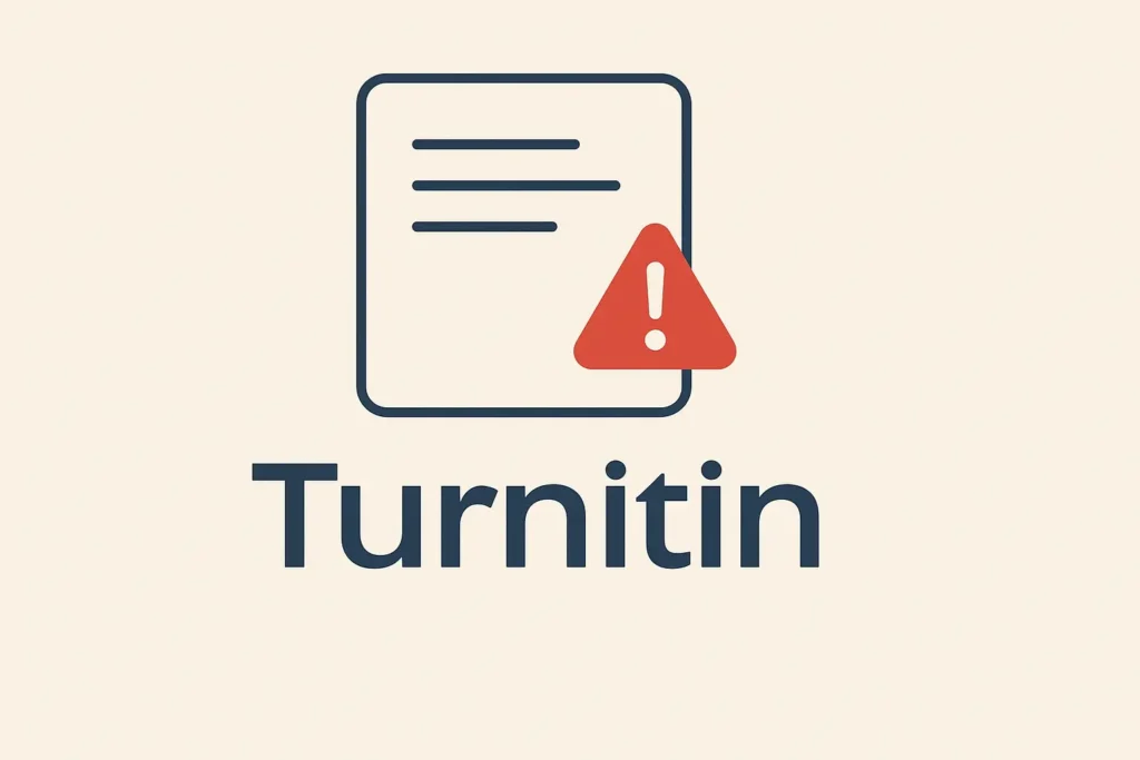 Logotipo de Turnitin con icono de documento y símbolo de alerta sobre plagio