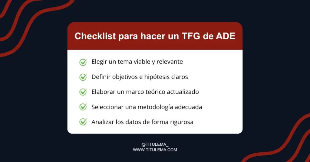 checklist con los pasos clave para hacer un TFG de ADE correctamente