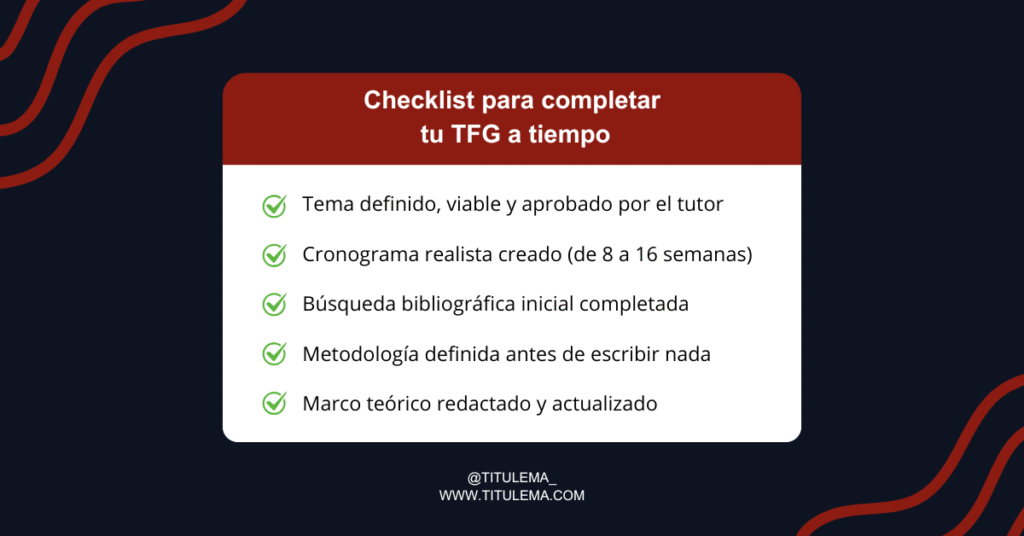 Checklist ¿Cuánto tiempo se tarda en hacer un TFG?
