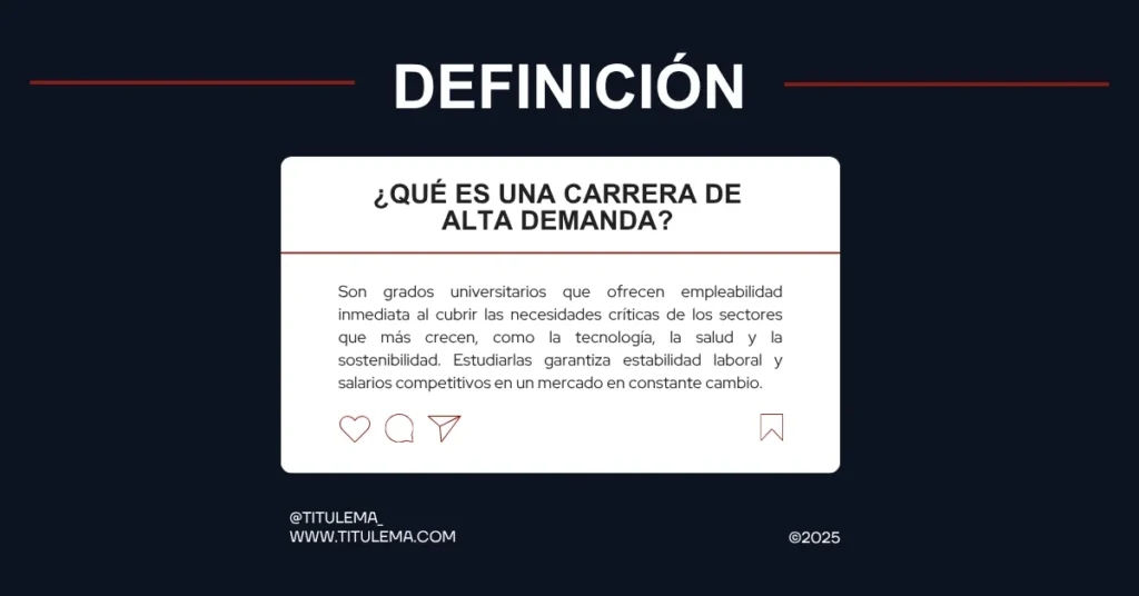 Definición breve de carreras universitarias con más demanda futura y alta empleabilidad.